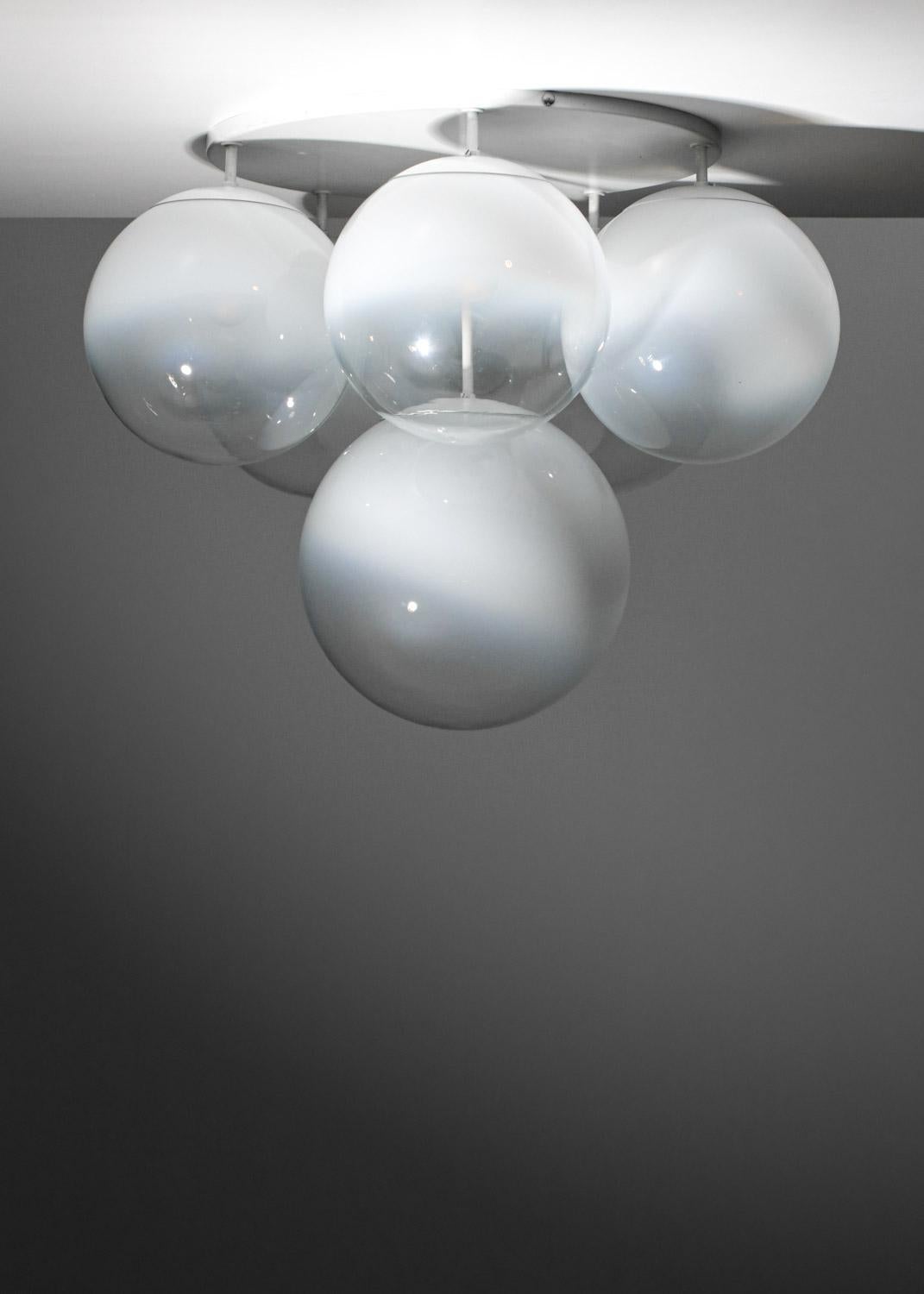 Pair of 70's Italian ceiling lights in Murano glass Gino Sarfatti style - G723 - 9