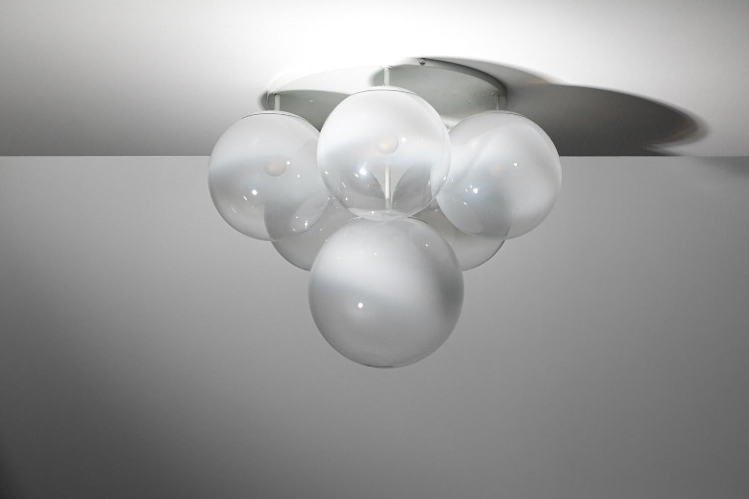 Pair of 70's Italian ceiling lights in Murano glass Gino Sarfatti style - G723 - 11