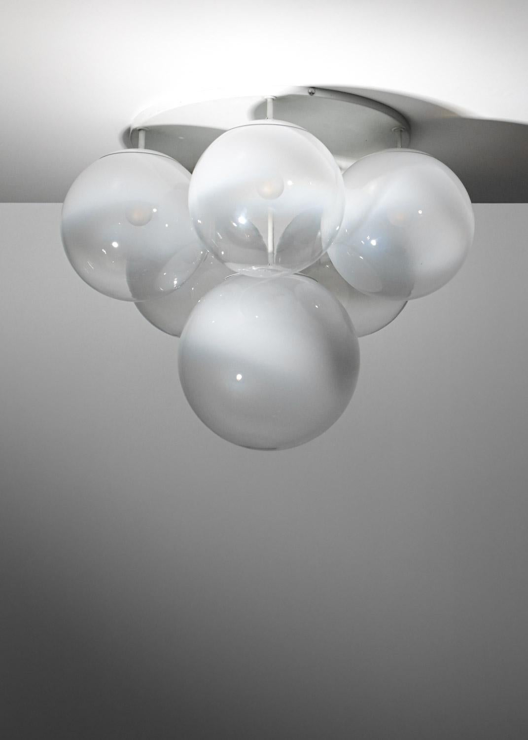 Pair of 70's Italian ceiling lights in Murano glass Gino Sarfatti style - G723 - 13
