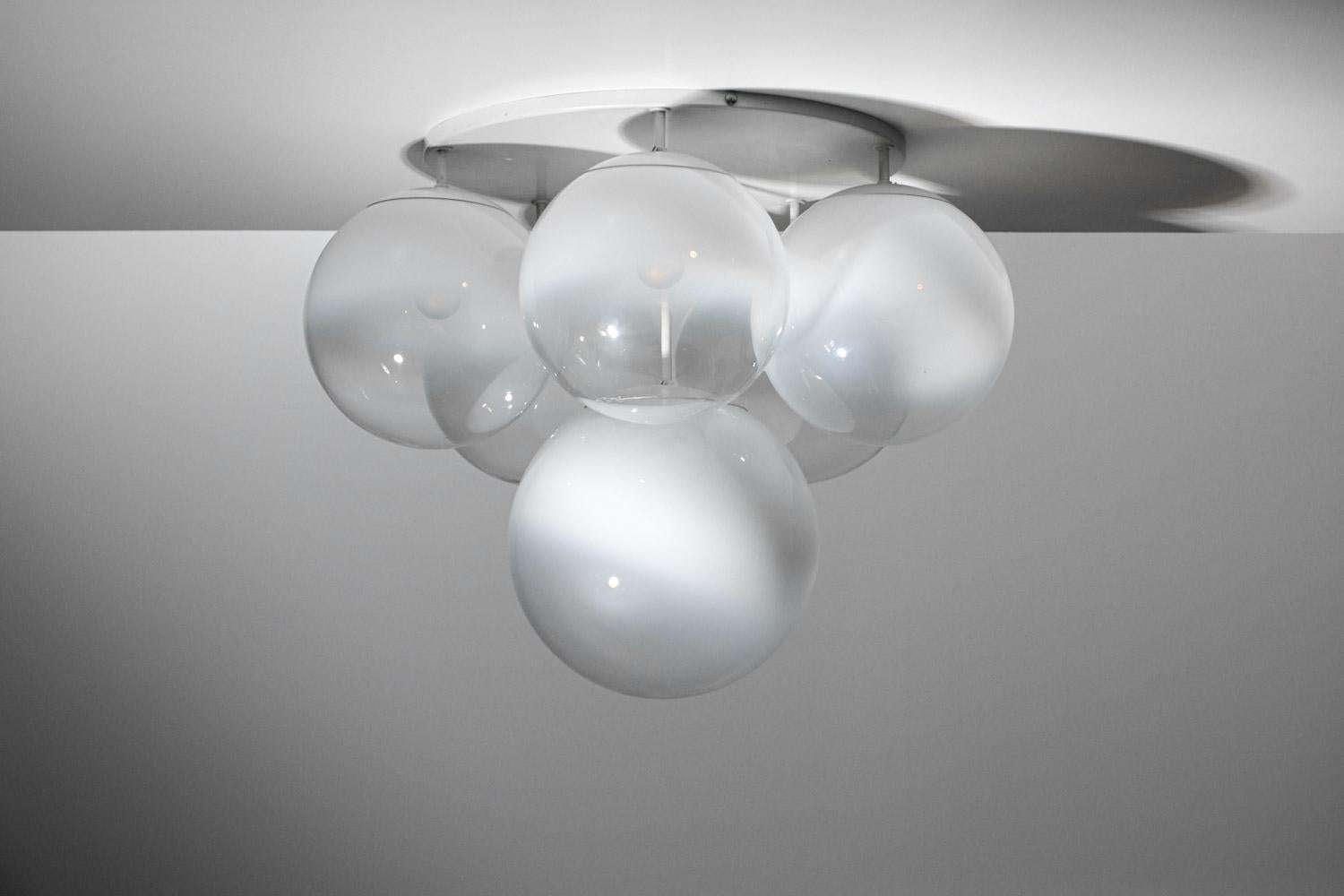 Pair of 70's Italian ceiling lights in Murano glass Gino Sarfatti style - G723 - 2