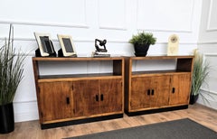 Pair of 70s Mid-Century Regency Art Deco Italian Wood Console Sideboard Credenza