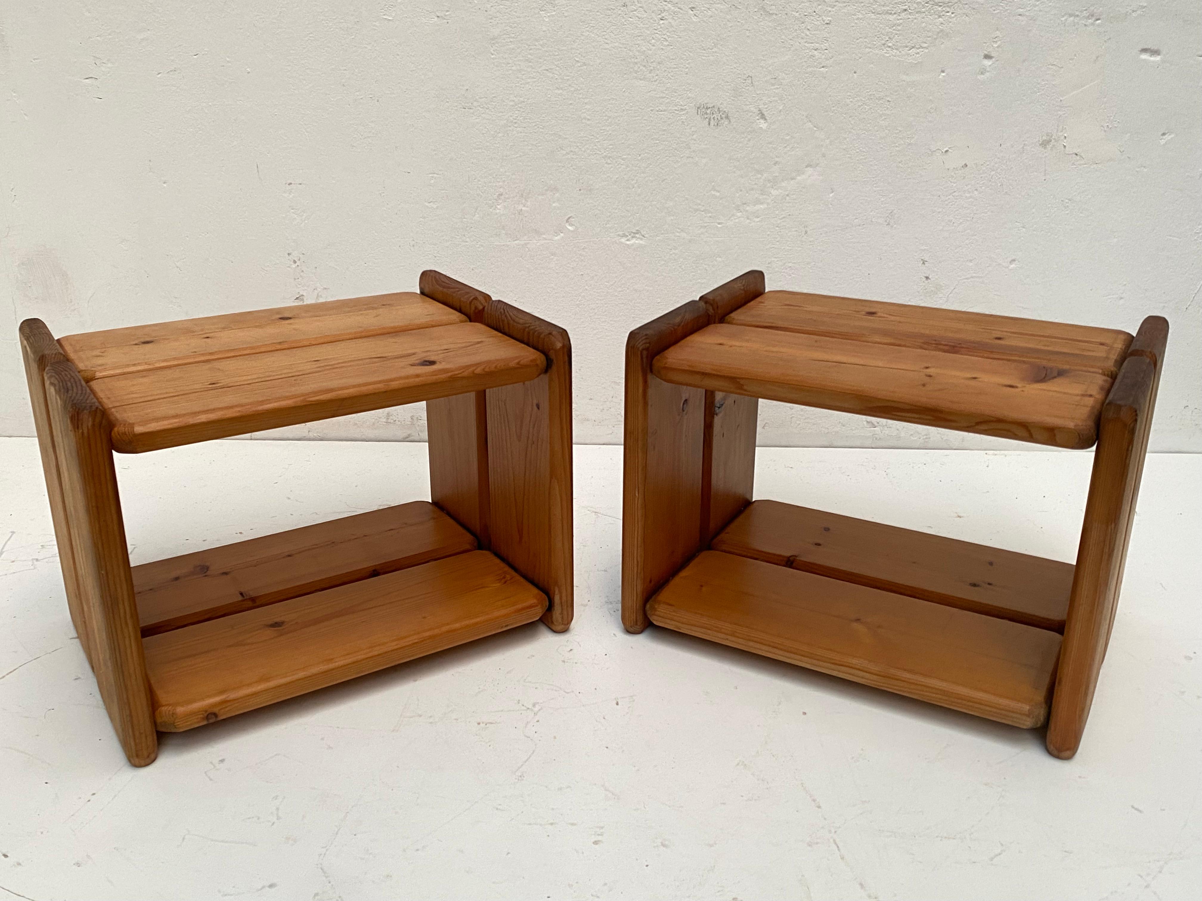 Pair of 70's Scandinavian Pinewood Minimal & Multi functional Stools / Tables  For Sale 6