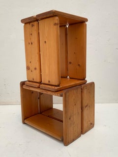 Paire de tabourets/tables scandinaves minimalistes et multifonctionnels des années 70