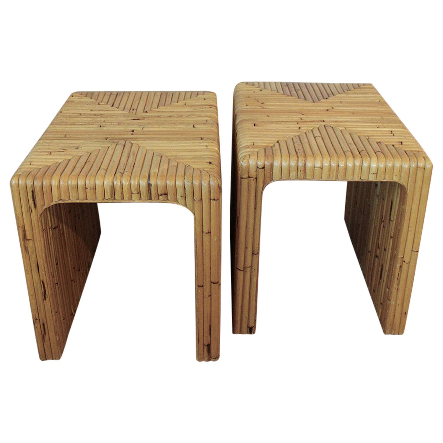 Pair of 1970s Split Bamboo End Tables