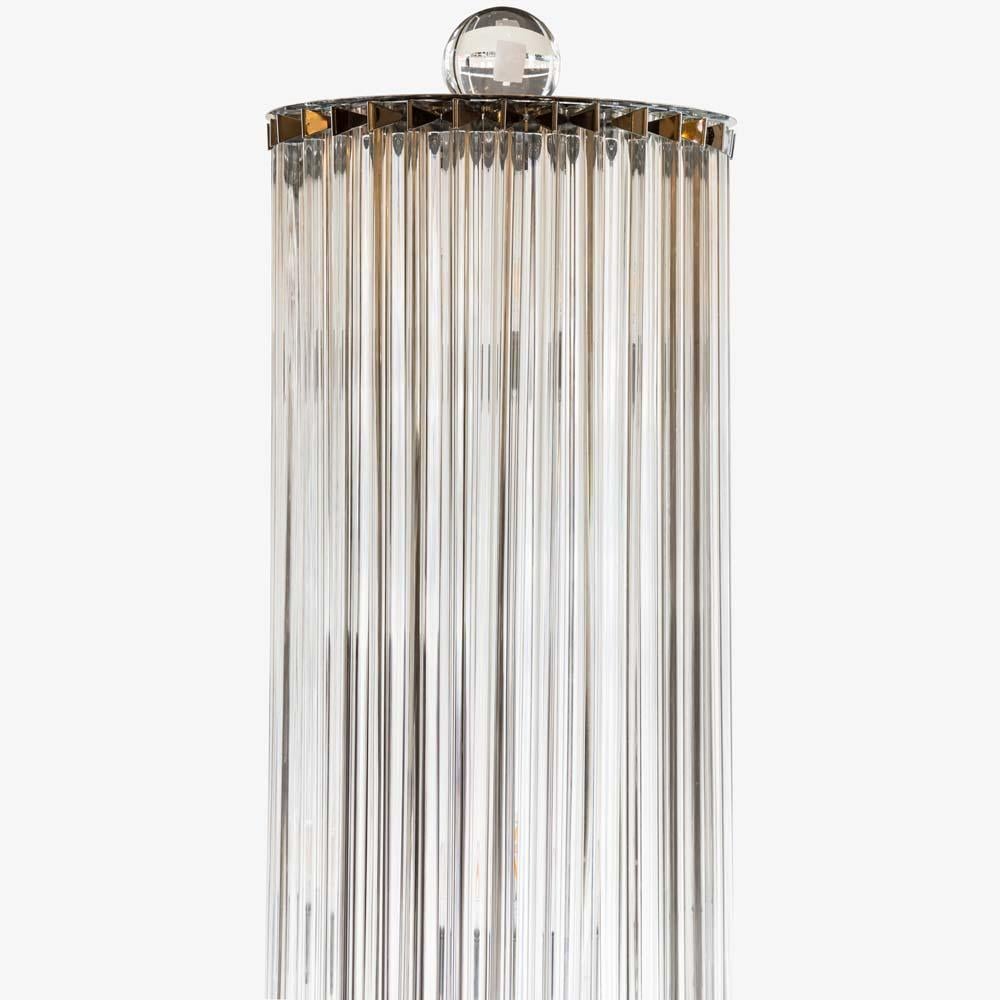 Verre brun Superbe lampadaire italien en forme de colonne en verre transparent soufflé de Murano des années 1970 en vente