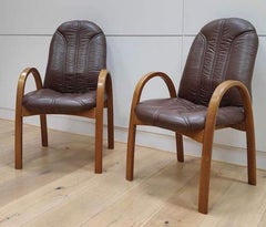 Paire de fauteuils en Wood Bow style années 70