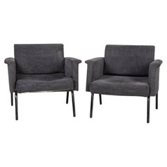 Pair of 70's Vintage Armchairs in Gray Fabric Italian Design