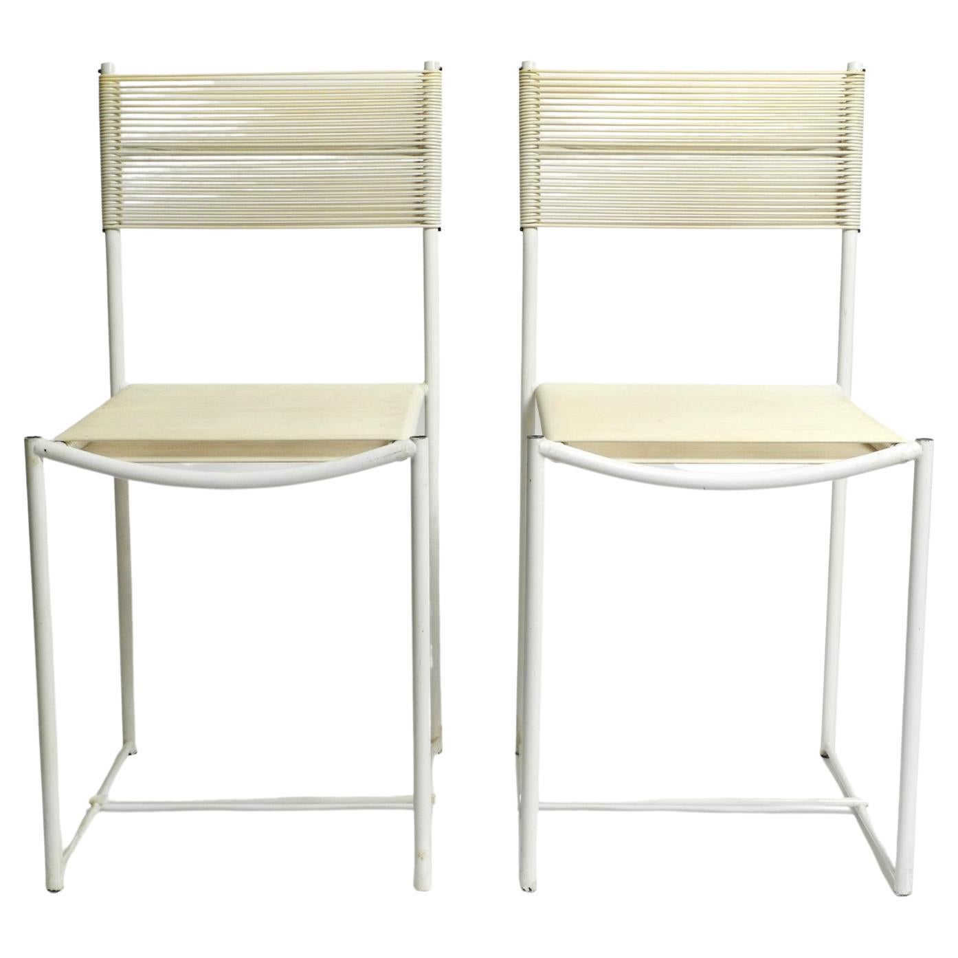 Pair of 70's white Spaghetti chairs by Giandomenico Belotti for Alias, Italy