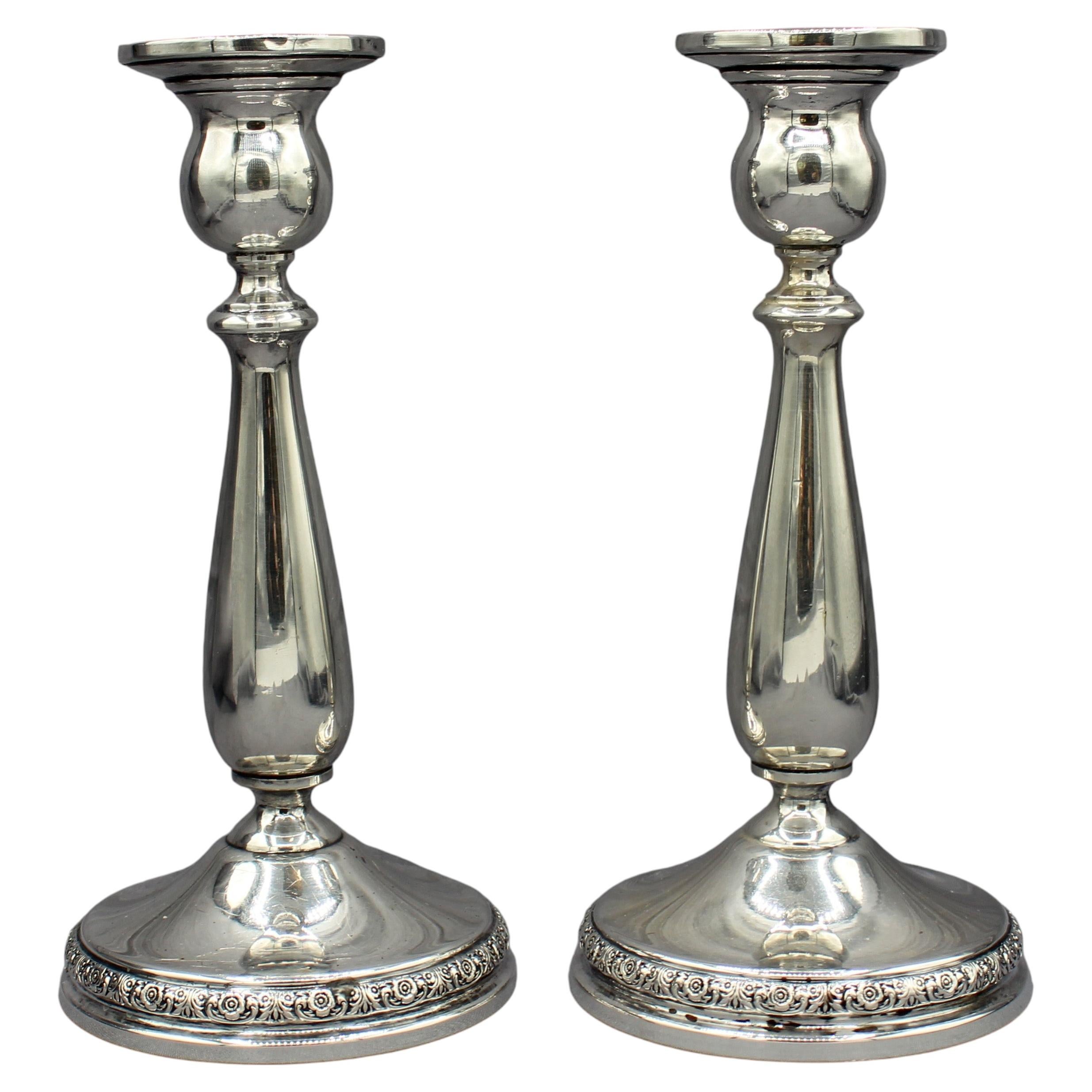 Paar 7,5" Sterling Silber gewichtet Prelude Kerzenleuchter von International im Angebot