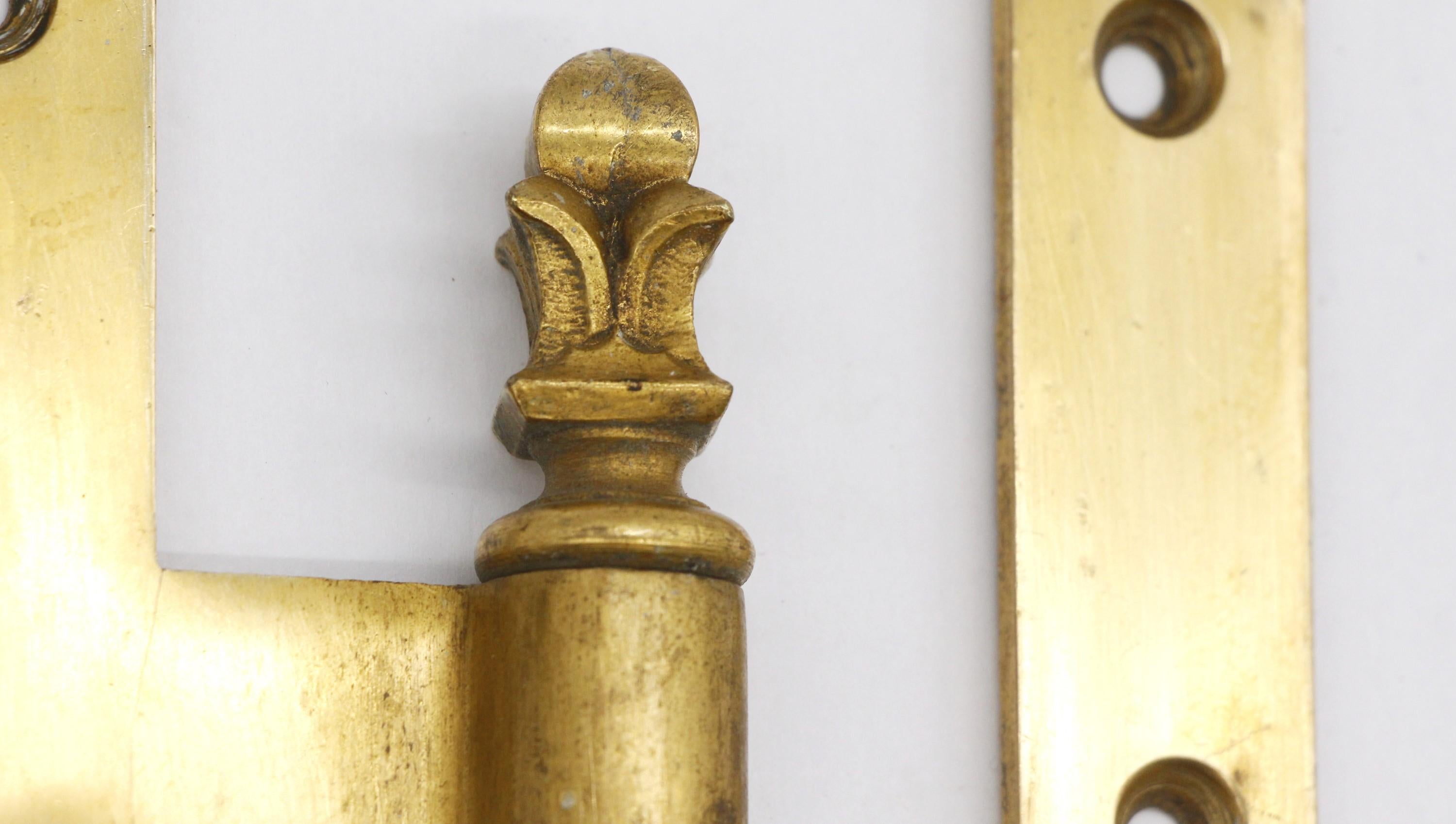 italien Paire de charnières de porte anciennes Paumelle en laiton Olive Knuckle, Italie