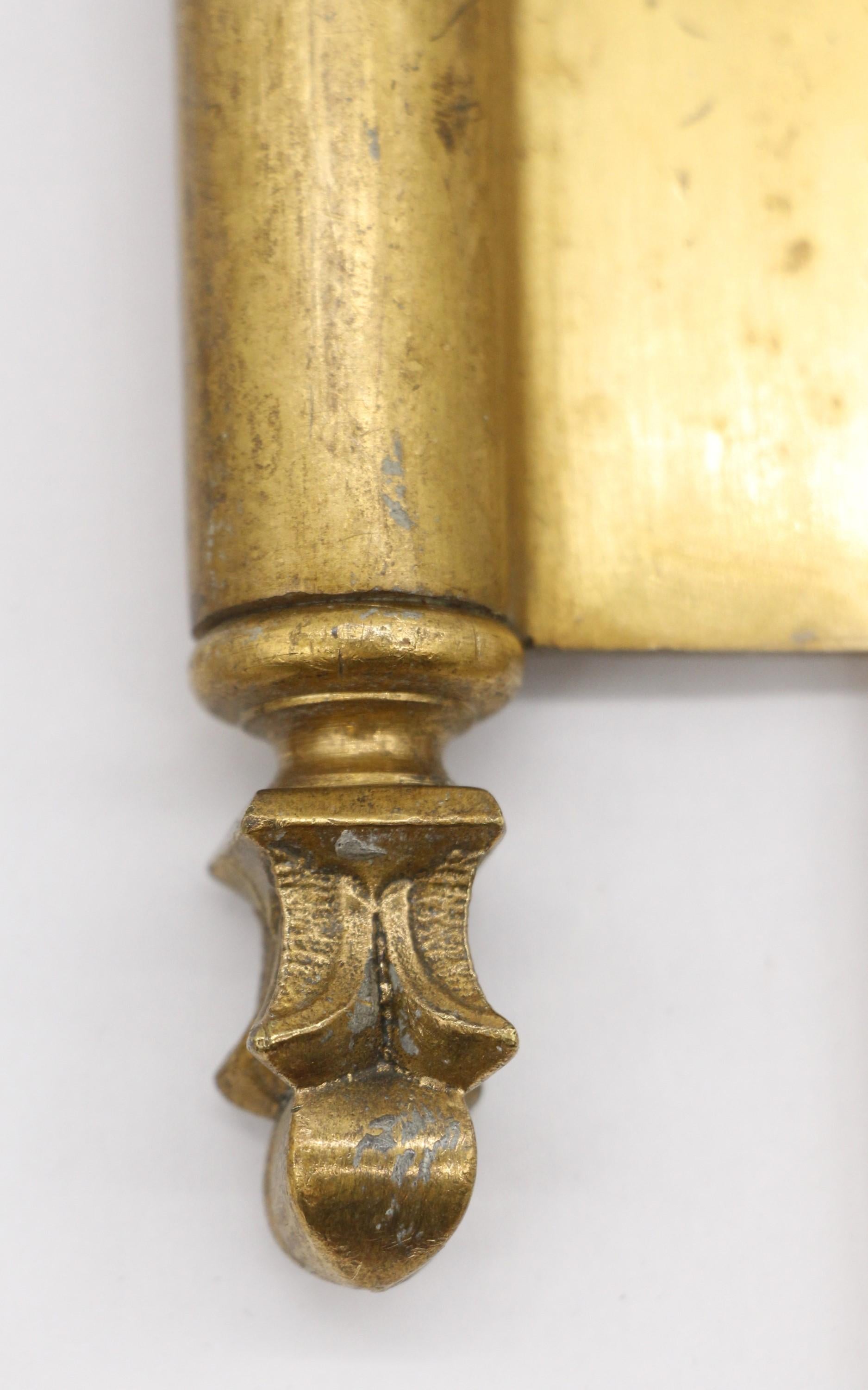Paire de charnières de porte anciennes Paumelle en laiton Olive Knuckle, Italie Bon état à New York, NY