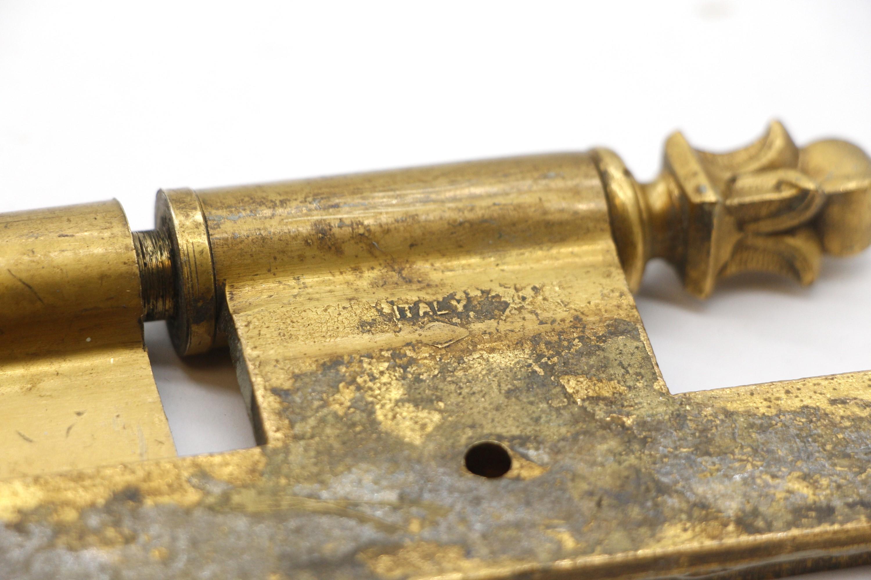 Paire de charnières de porte anciennes Paumelle en laiton Olive Knuckle, Italie 2