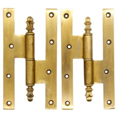 Paire de charnières de porte anciennes Paumelle en laiton Olive Knuckle, Italie