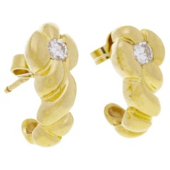 Paar Ohrringe aus 750er Gold mit Diamanten im Brillantschliff 
