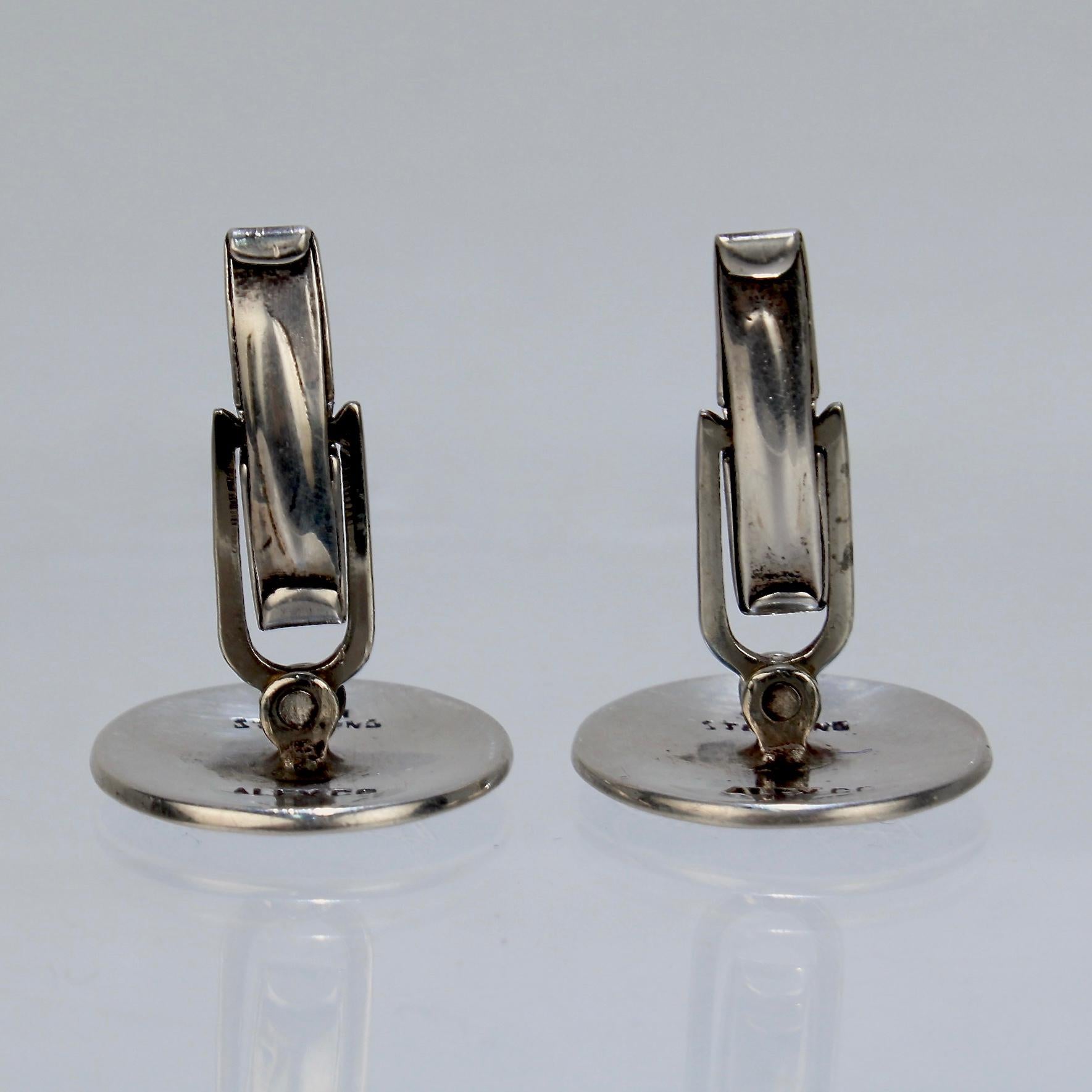 Pair of '76' Niello Sterling Silver Cufflinks by Alex Co of Siam For Sale 4