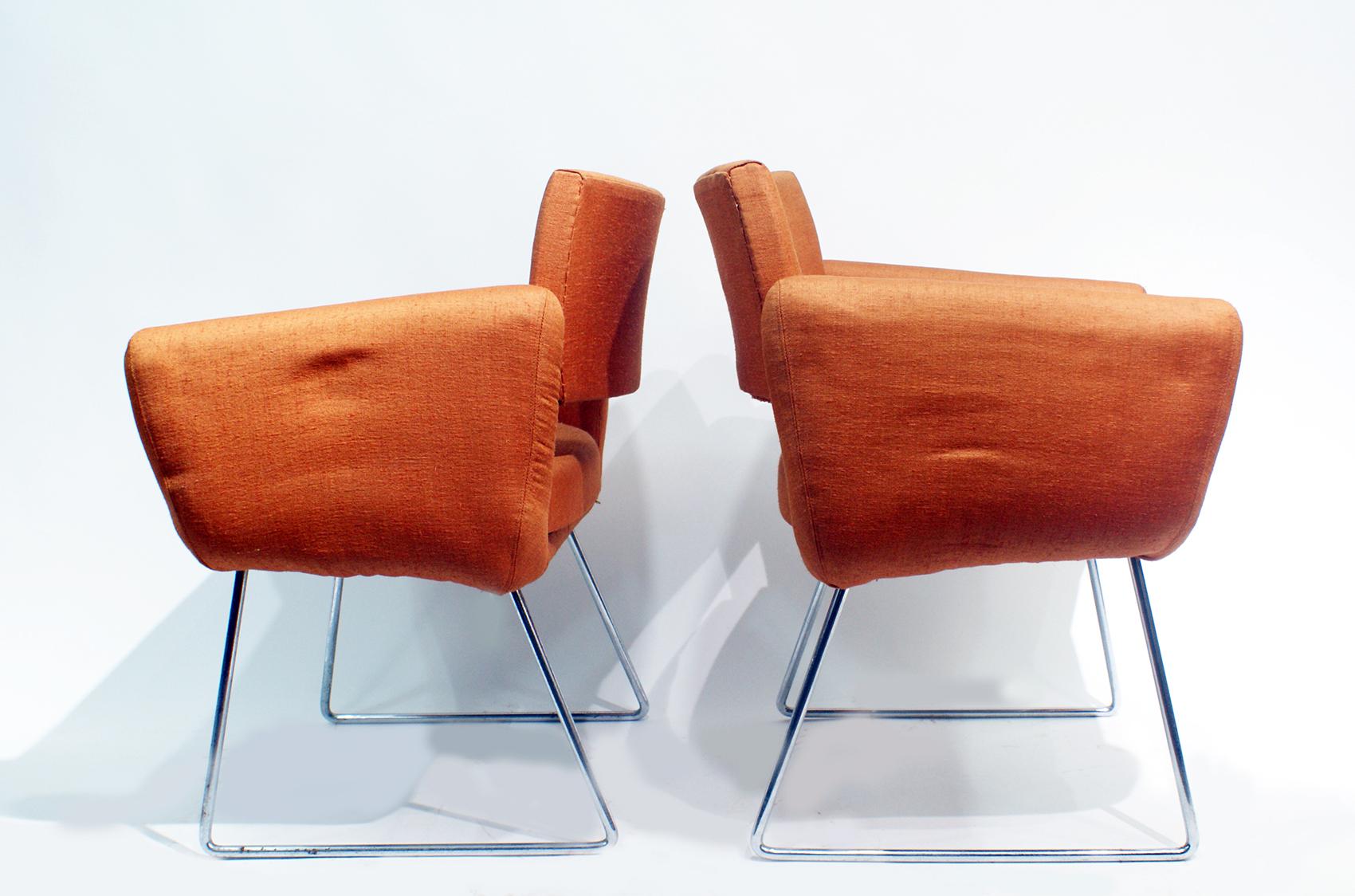 Bauhaus Pair of 760 Chairs by Joseph Andre Motte, France, 1957 for Steiner, Paris For Sale