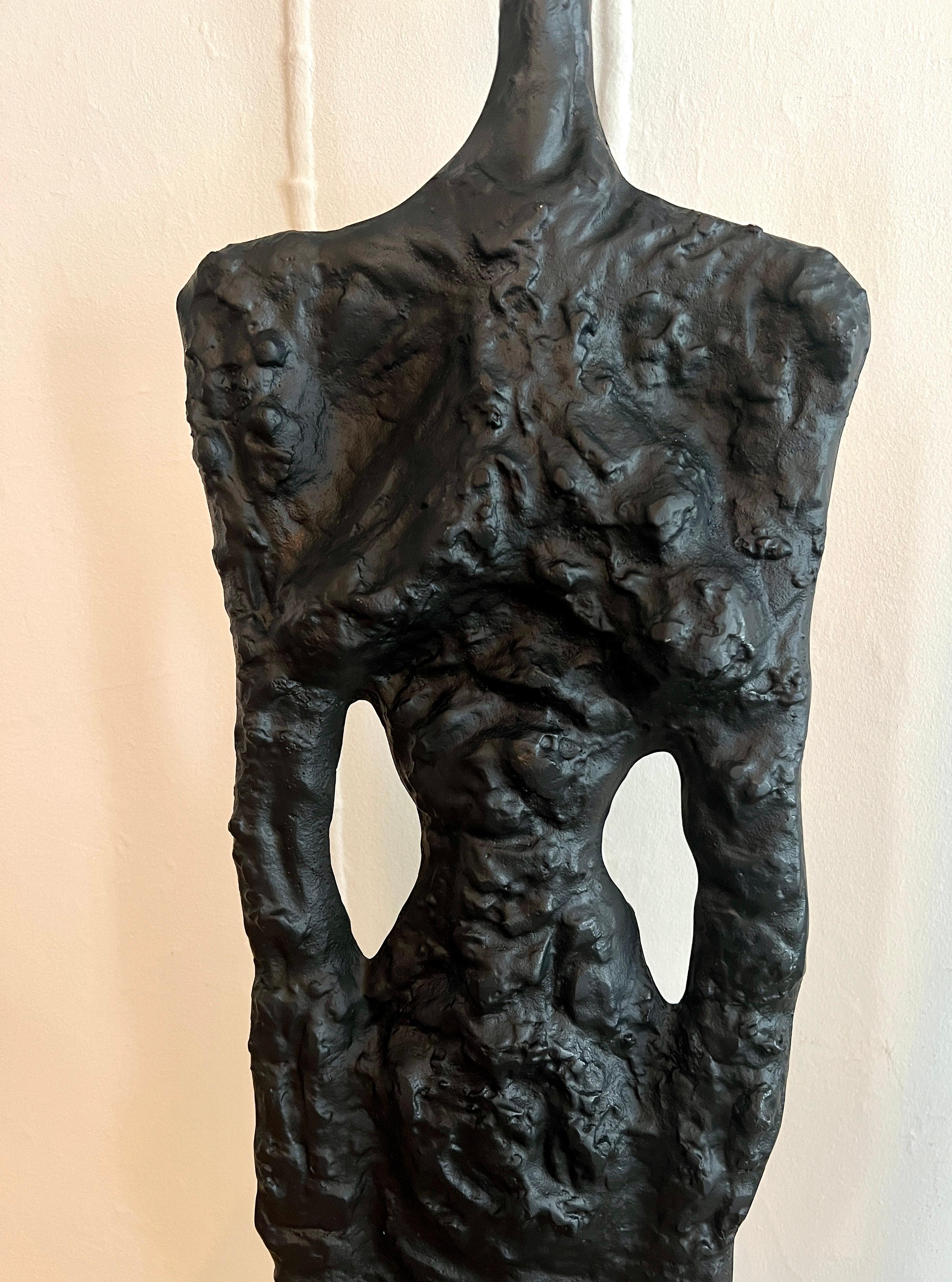 Metal Pair of 77 inch Male and 69 inch Female Sculptures in The Style of Giacometti For Sale