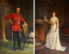 PAiR OF 7'9 FEET TALL HENRY JAMYN BROOKS PAINTINGS SIR JAMES & LADY FLANNERY