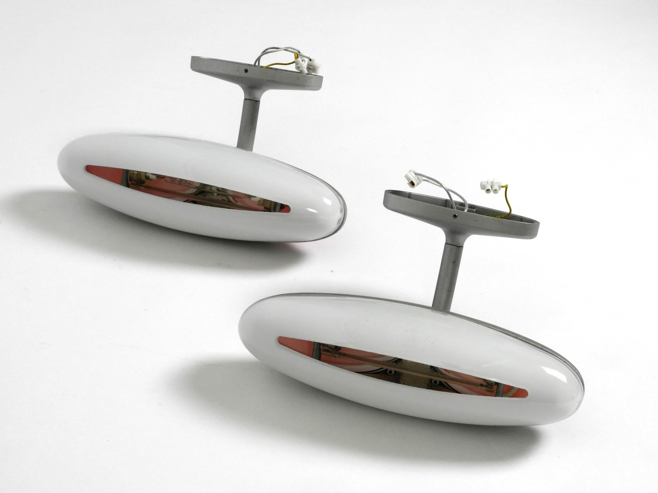 Pair of 1980s Postmodern Design Metal Glass Wall Lights by Candle Fontana Arte For Sale 12