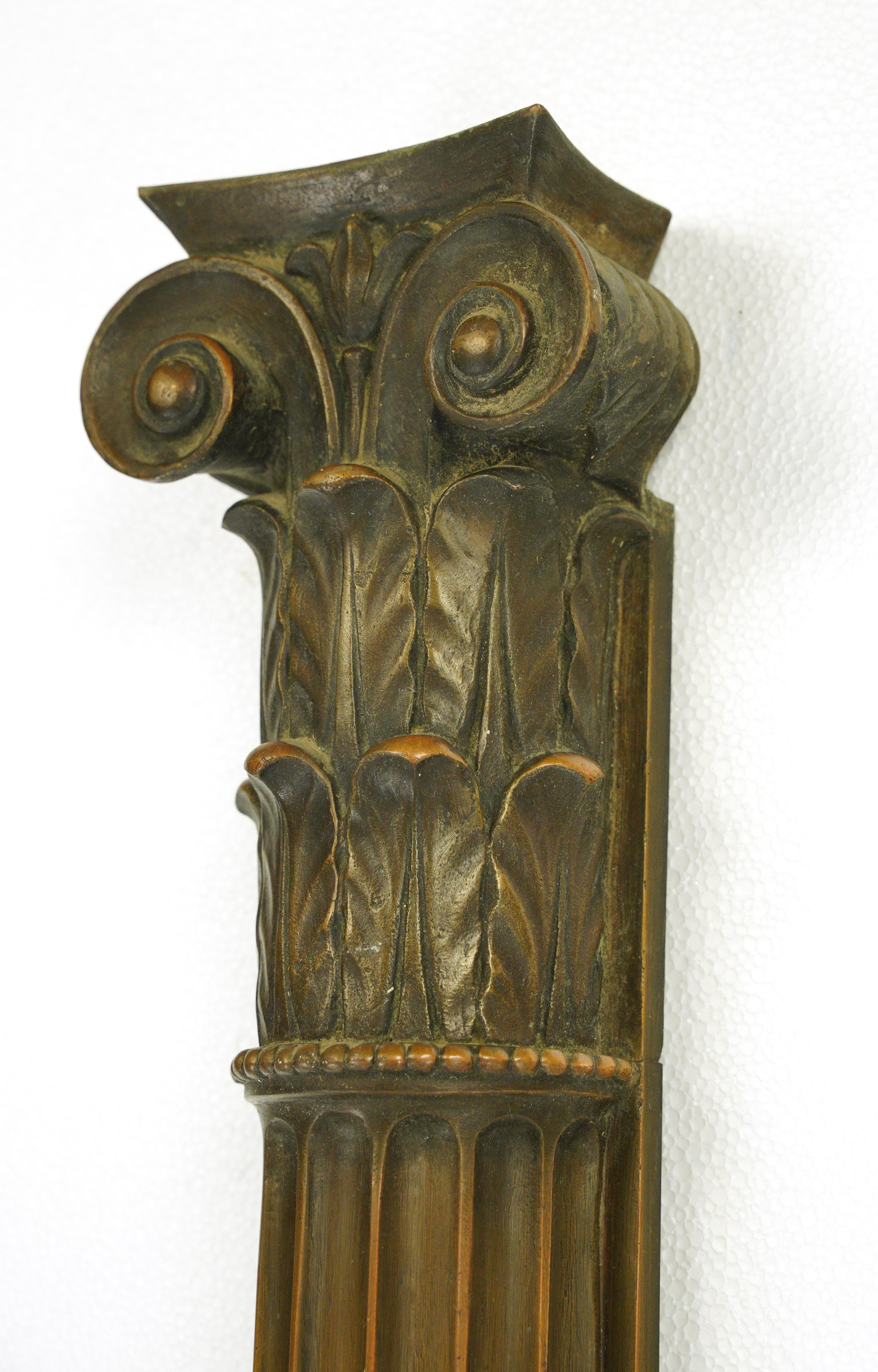 20th Century Pair of 87 in. Bronze Ionic Door Columns For Sale
