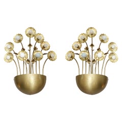Pair of 9 Light Floral Sconces in the Style of Paavo Tynell
