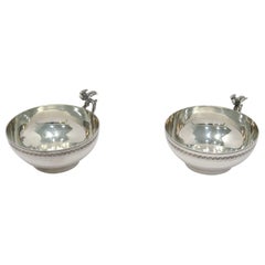 Pair of 900 Silver Antique Continental Eagle-Decorated Handle Teacups