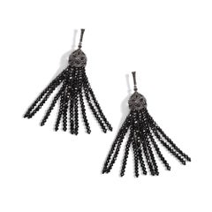Pair of 92 Carat Black Diamond Bead 18 Karat Blackened Gold Tassel Earrings