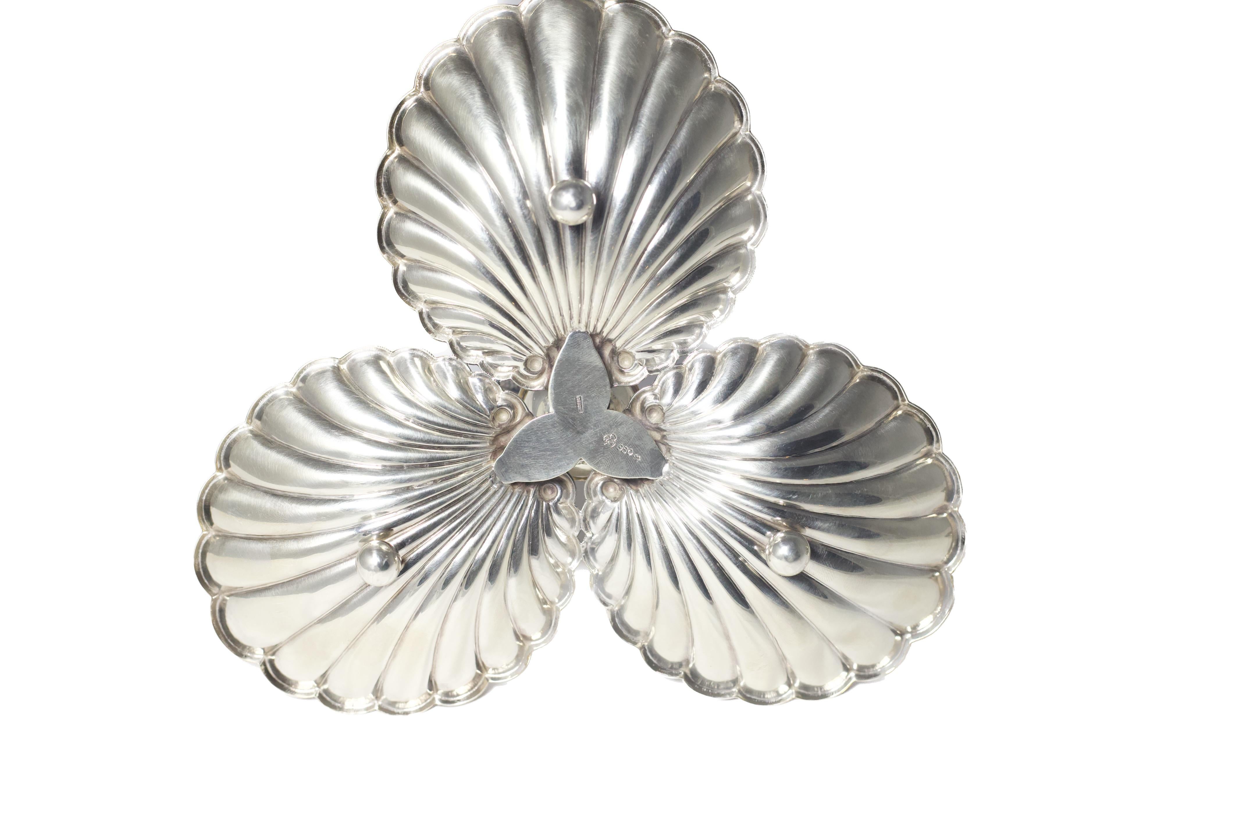 Paar 950er Silber-Dessertschalen von Carrera, Muschelform mit Fischgriff im Angebot 5