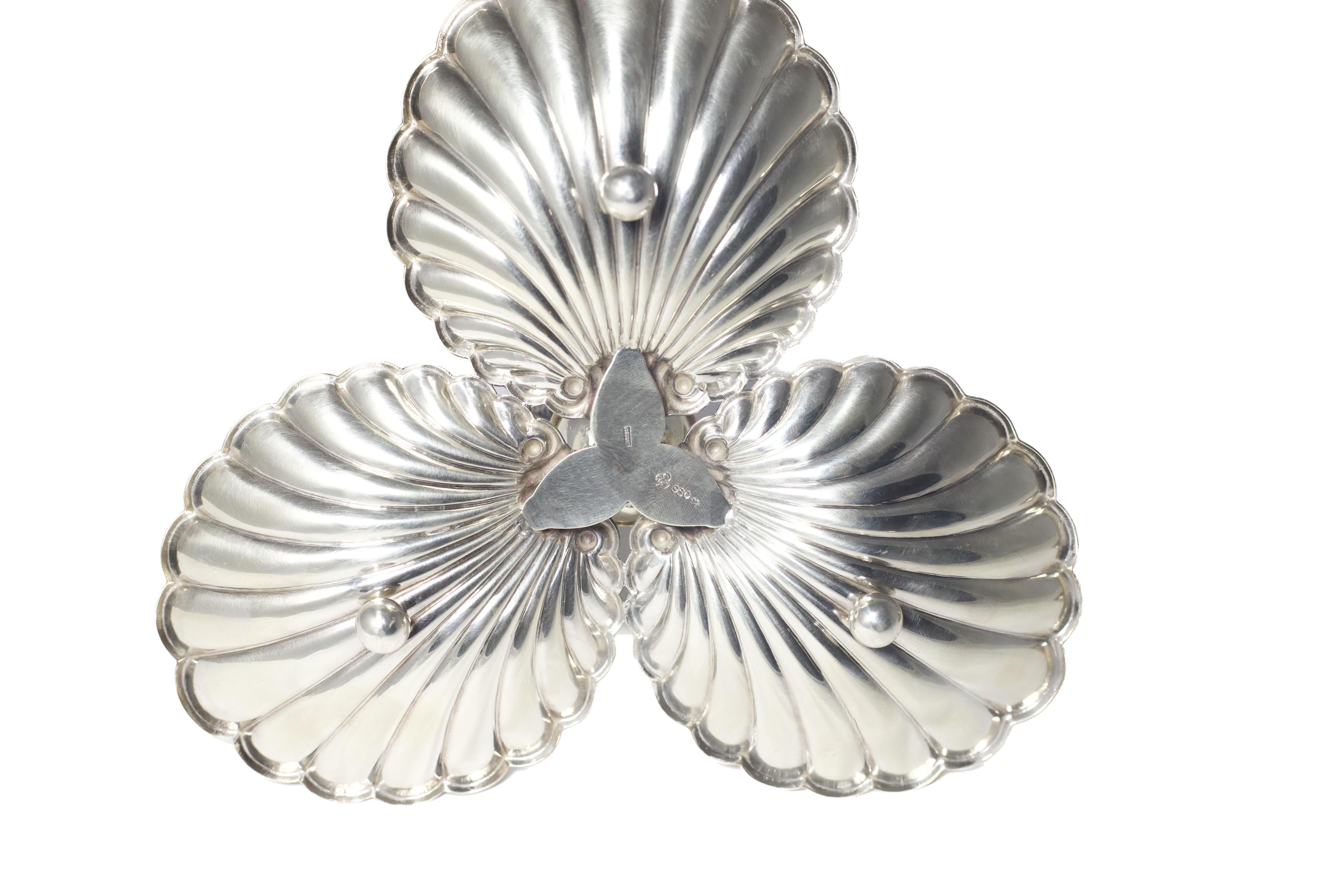 Paar 950er Silber-Dessertschalen von Carrera, Muschelform mit Fischgriff im Angebot 7