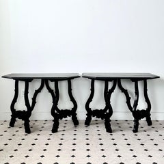 Pair of 19th Century Demi-Lune Console Tables From Toscana, Italy