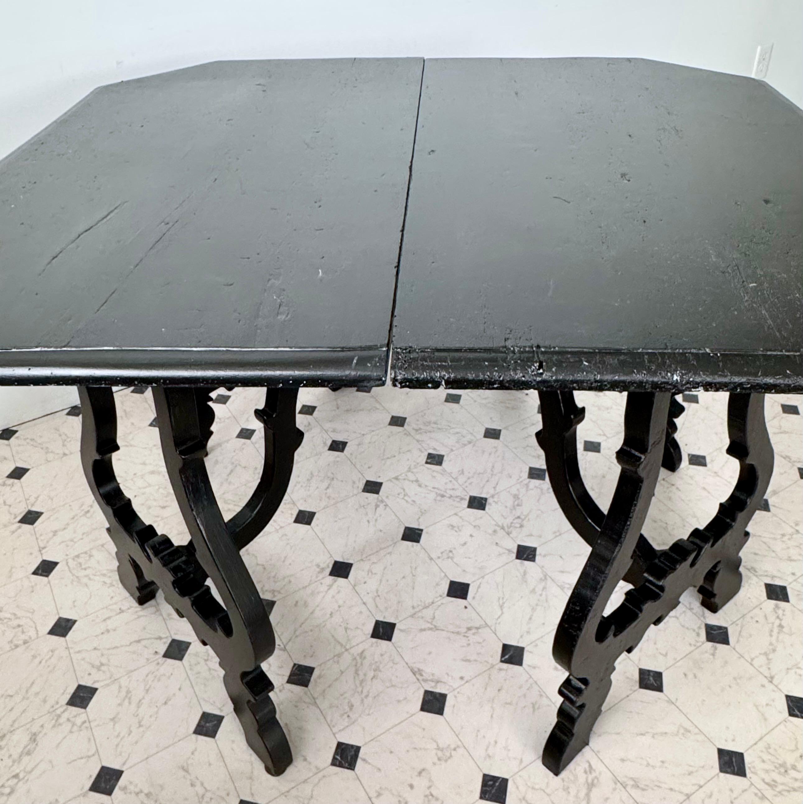 Pair of 9th Century Demi+Lune Console Tables From Toscana, Italy For Sale 1