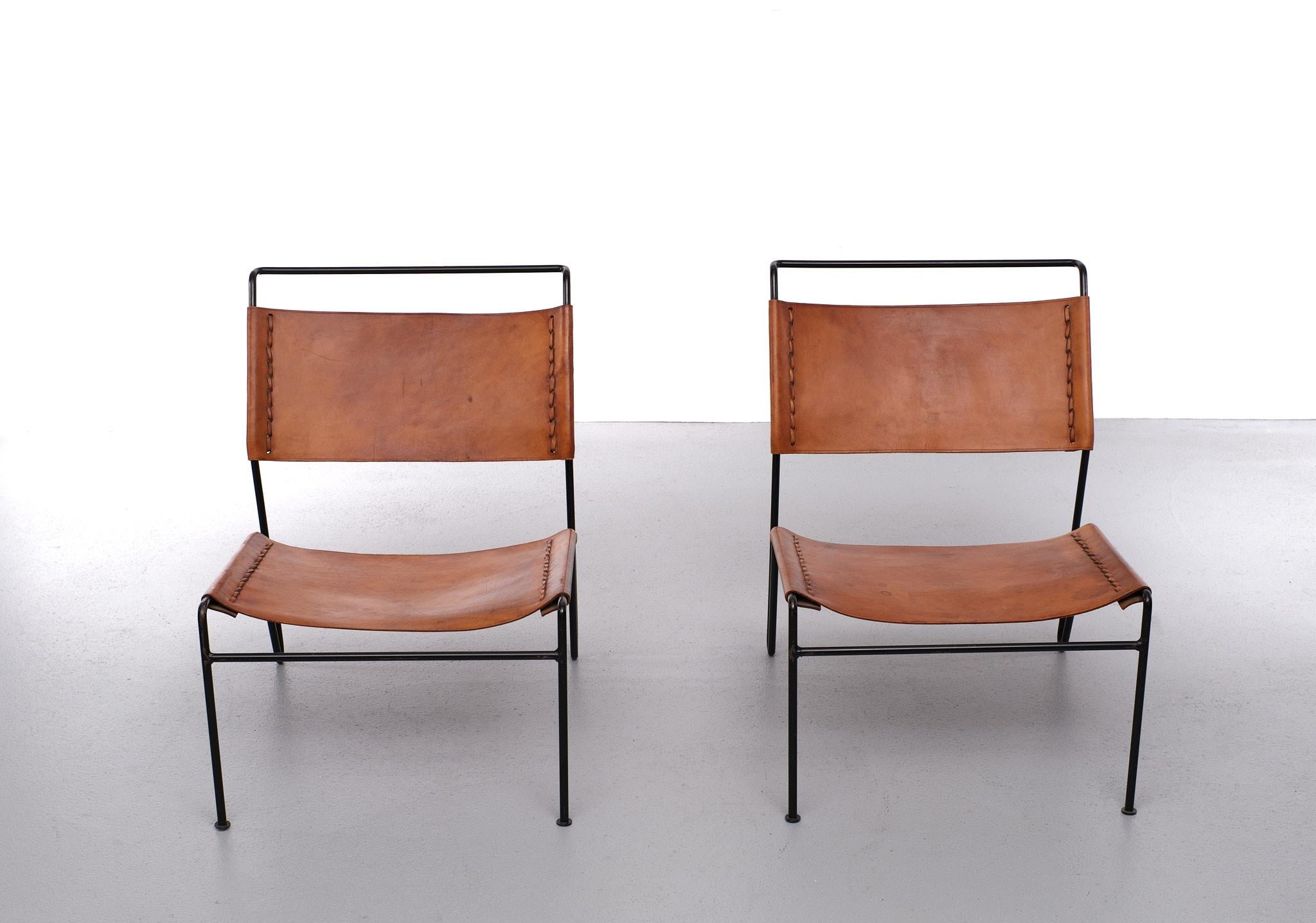 Mid-Century Modern Pair of A. Dolleman Chairs for Metz & Co, Netherlands, 1950 For Sale