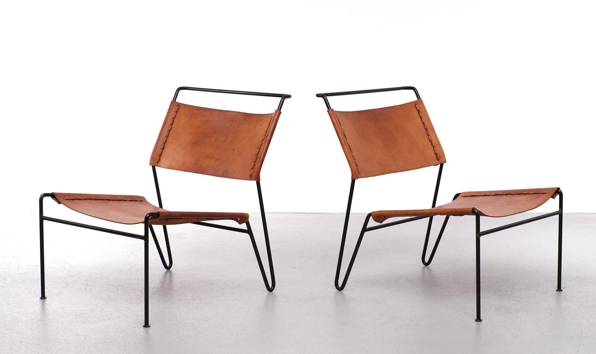 Pareja de sillas A. Dolleman para Metz & Co, Países Bajos, 1950 mediados del siglo XX en venta