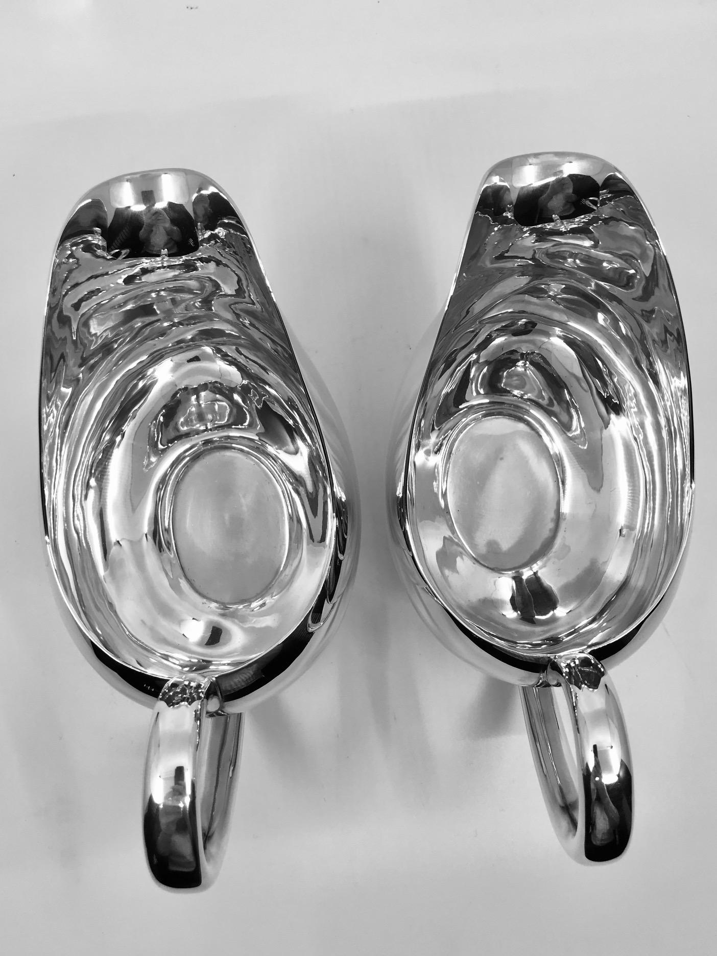 Hammered Pair of A. Michelsen Sauce Boats by Kay Fisker