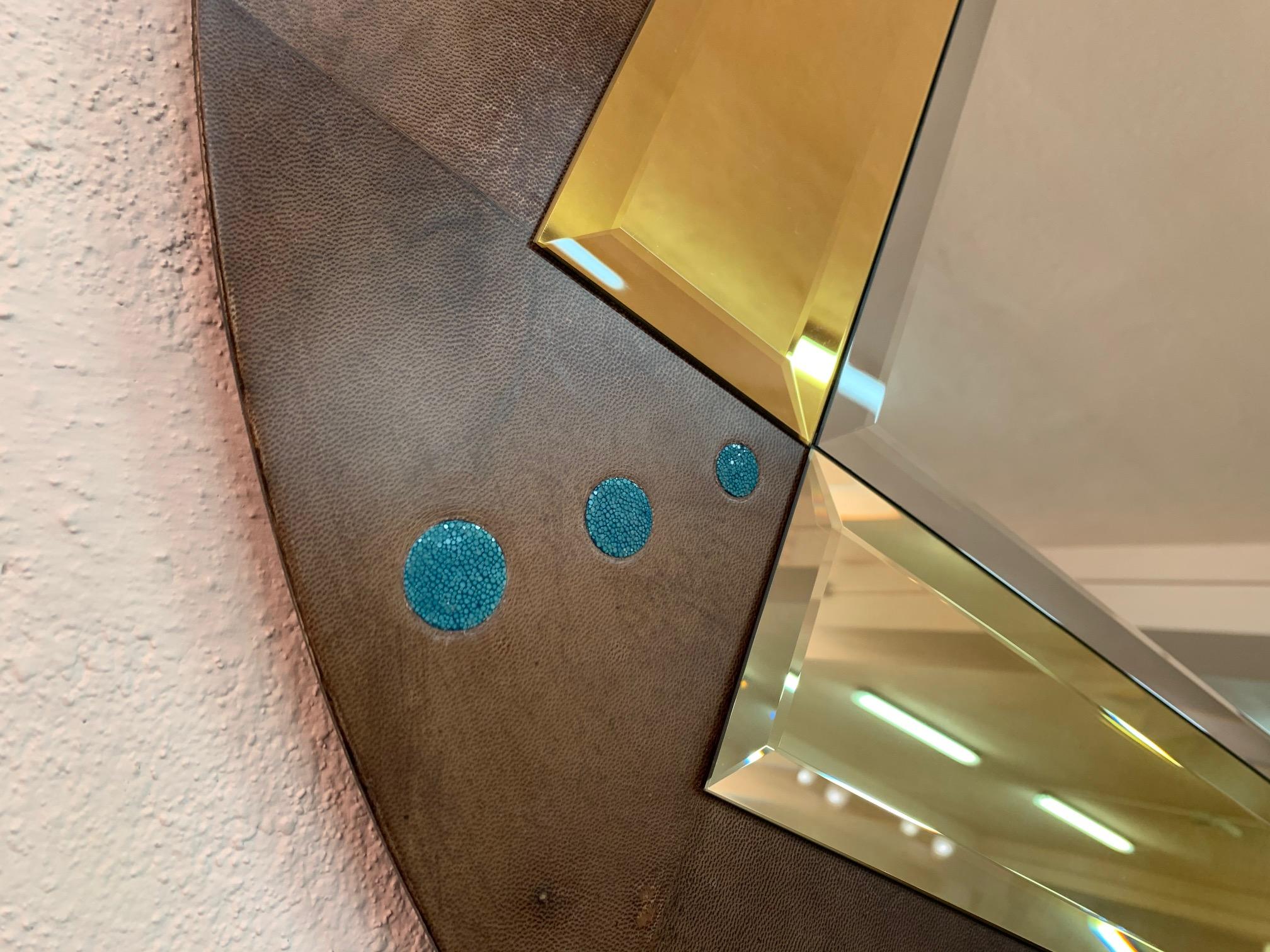 Paire de miroirs en parchemin et galuchat, Italie Neuf à Meda, MB