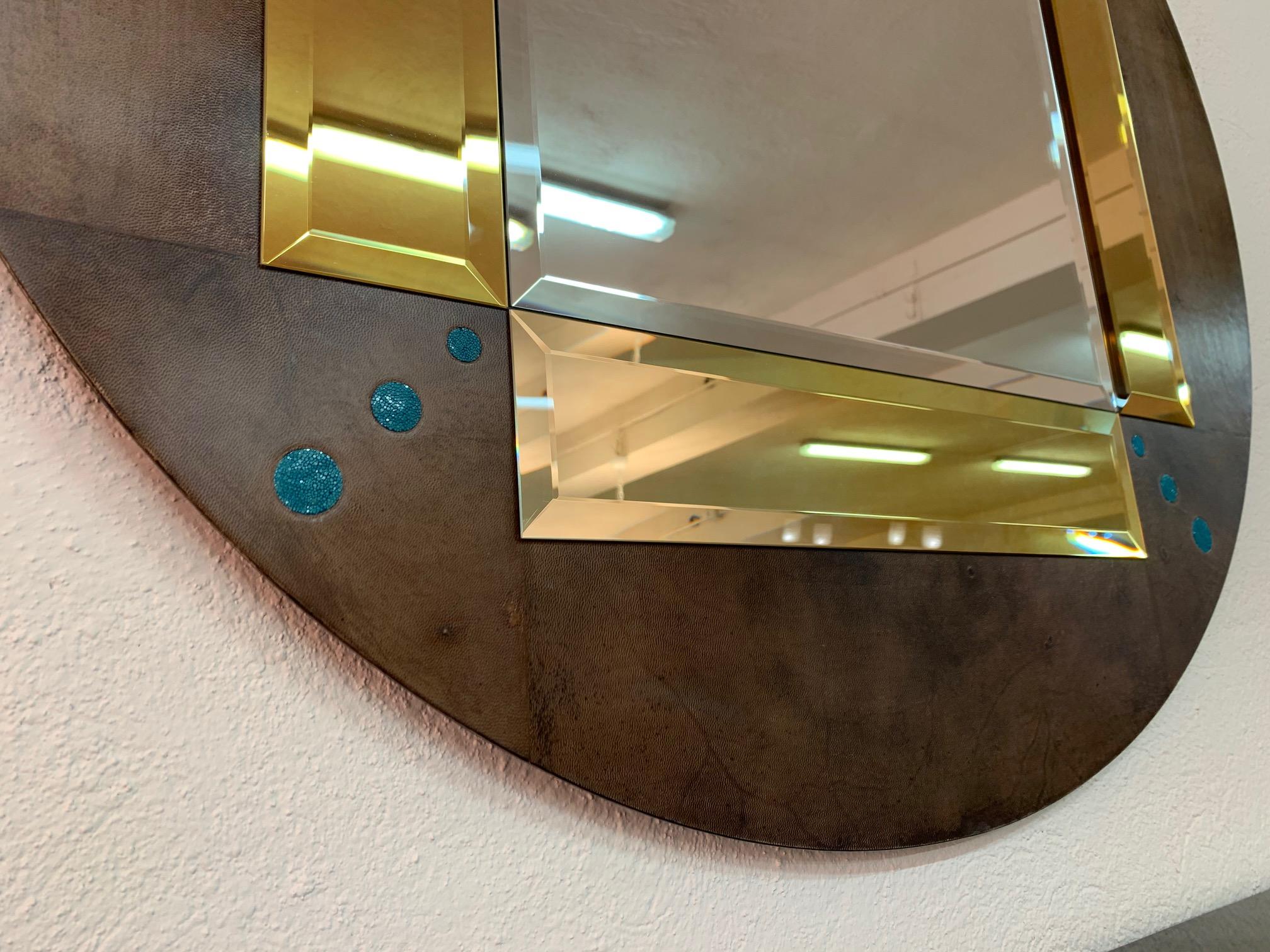 Contemporary Pair of a Parchment and Shagreen Mirrors, Italy