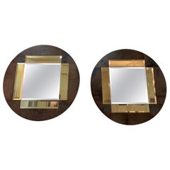 Paire de miroirs en parchemin et galuchat, Italie