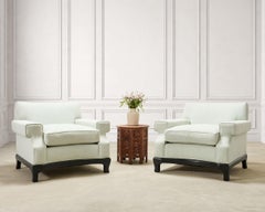 Pair of A. Rudin 619 Modern Ebonized Ming Style Lounge Chairs