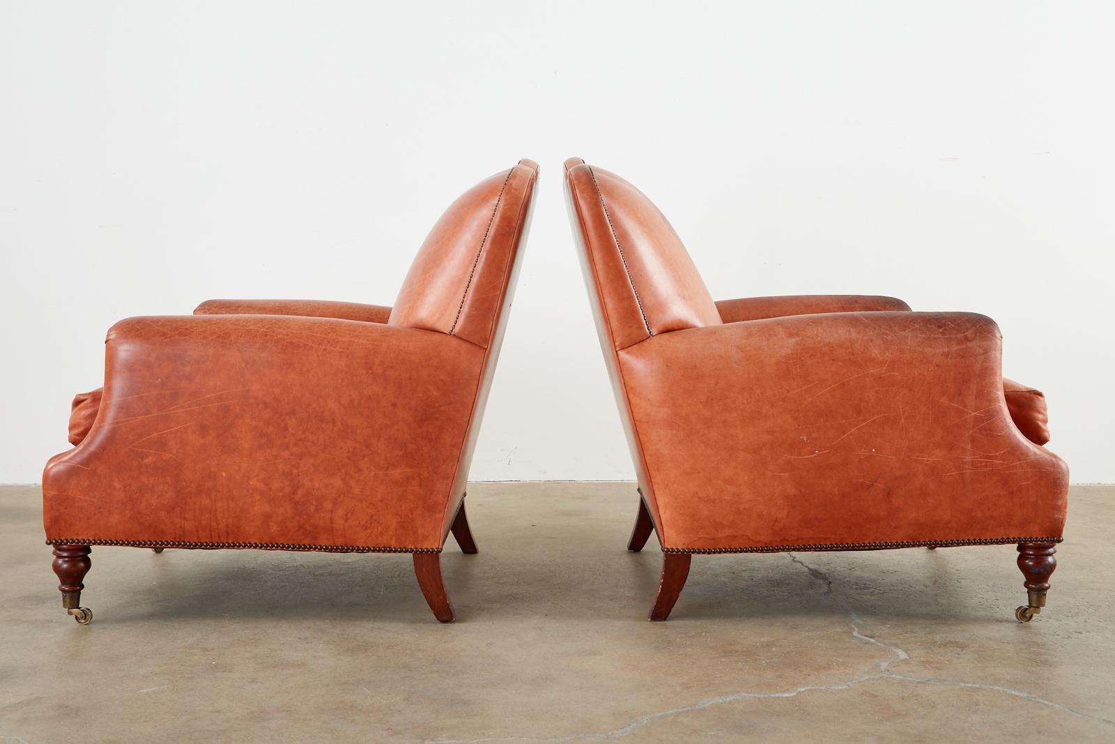 Pair of A. Rudin Art Deco Leather Lounge Chairs 4