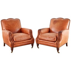 Pair of A. Rudin Art Deco Leather Lounge Chairs