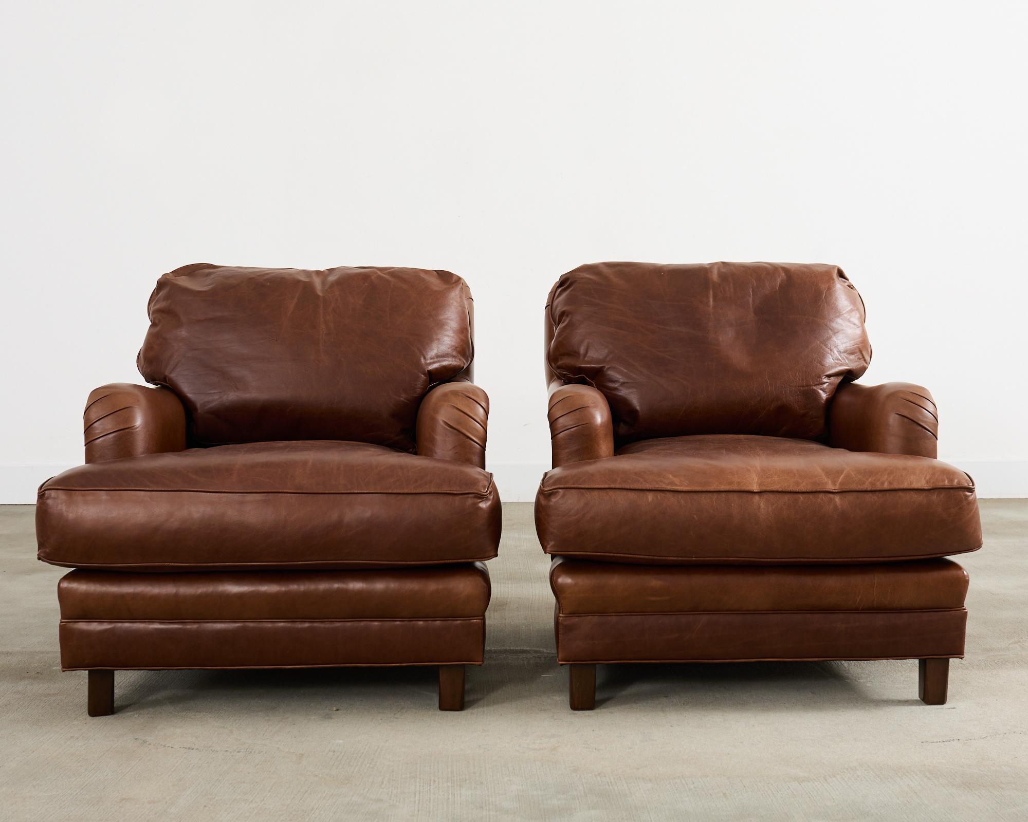 Modern Pair of A. Rudin Cigar Leather Club Chairs