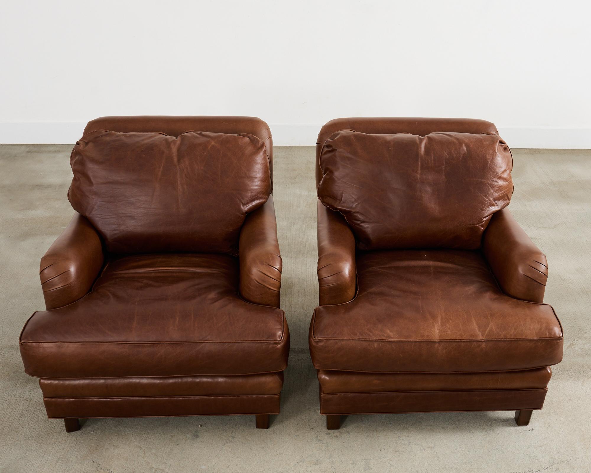 Hand-Crafted Pair of A. Rudin Cigar Leather Club Chairs