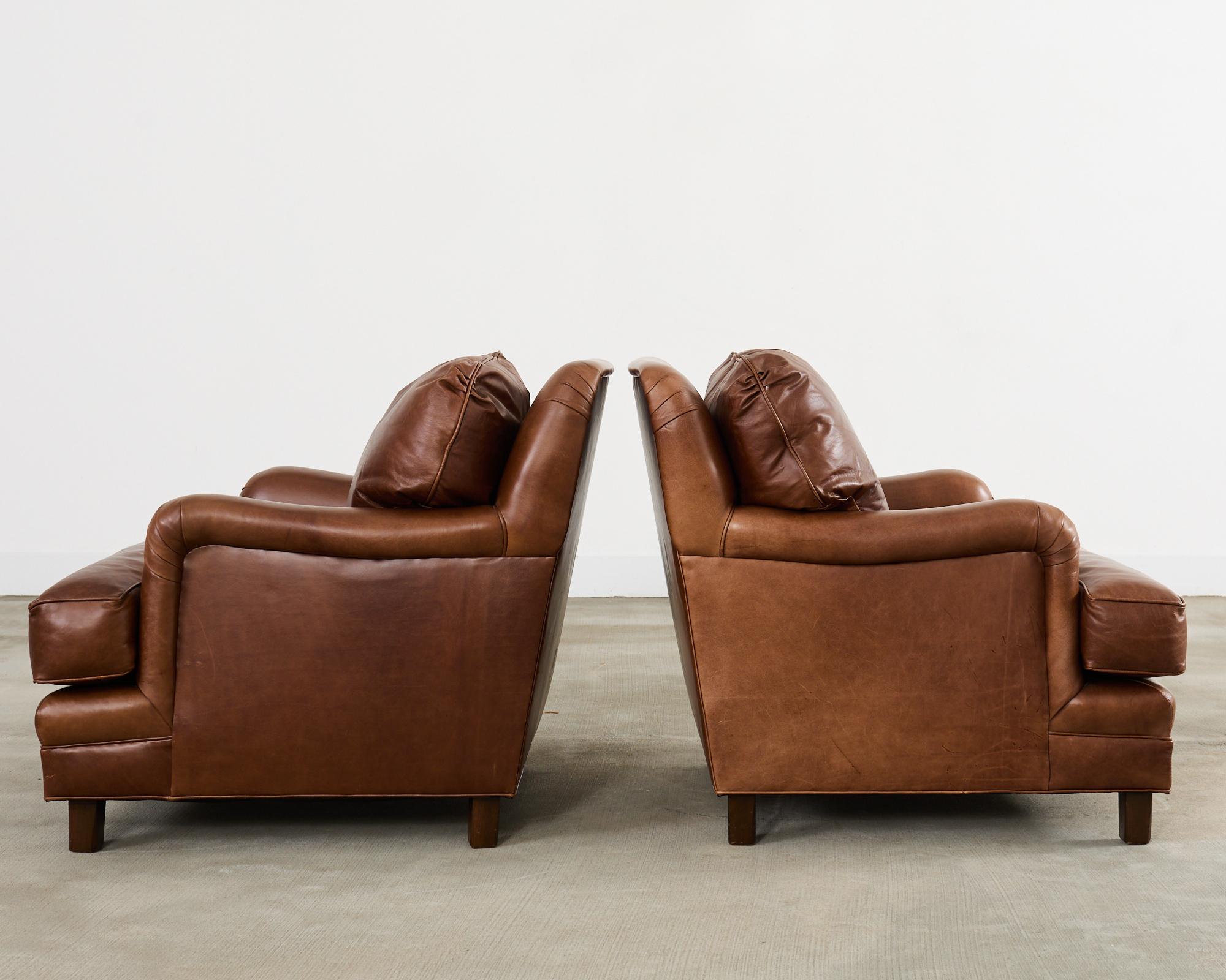 Pair of A. Rudin Cigar Leather Club Chairs In Good Condition In Rio Vista, CA