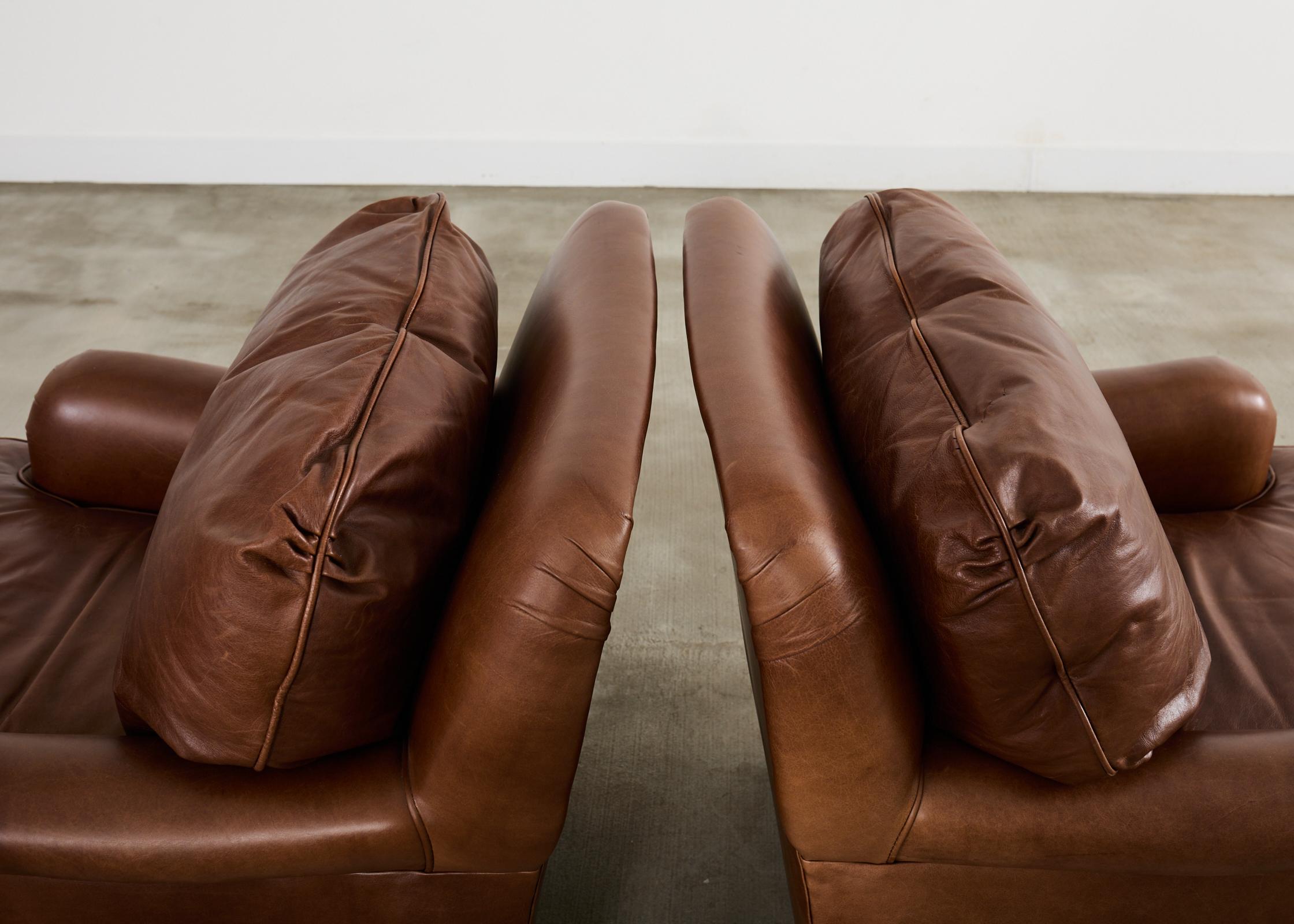 20th Century Pair of A. Rudin Cigar Leather Club Chairs