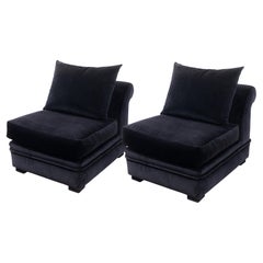 Pair of A. Rudin Contemporary Modern Custom Made Dark Plum Velvet Slipper Chairs Pair of A. Rudin Contemporary Modern Custom Made Dark Plum Velvet Slipper Chairs