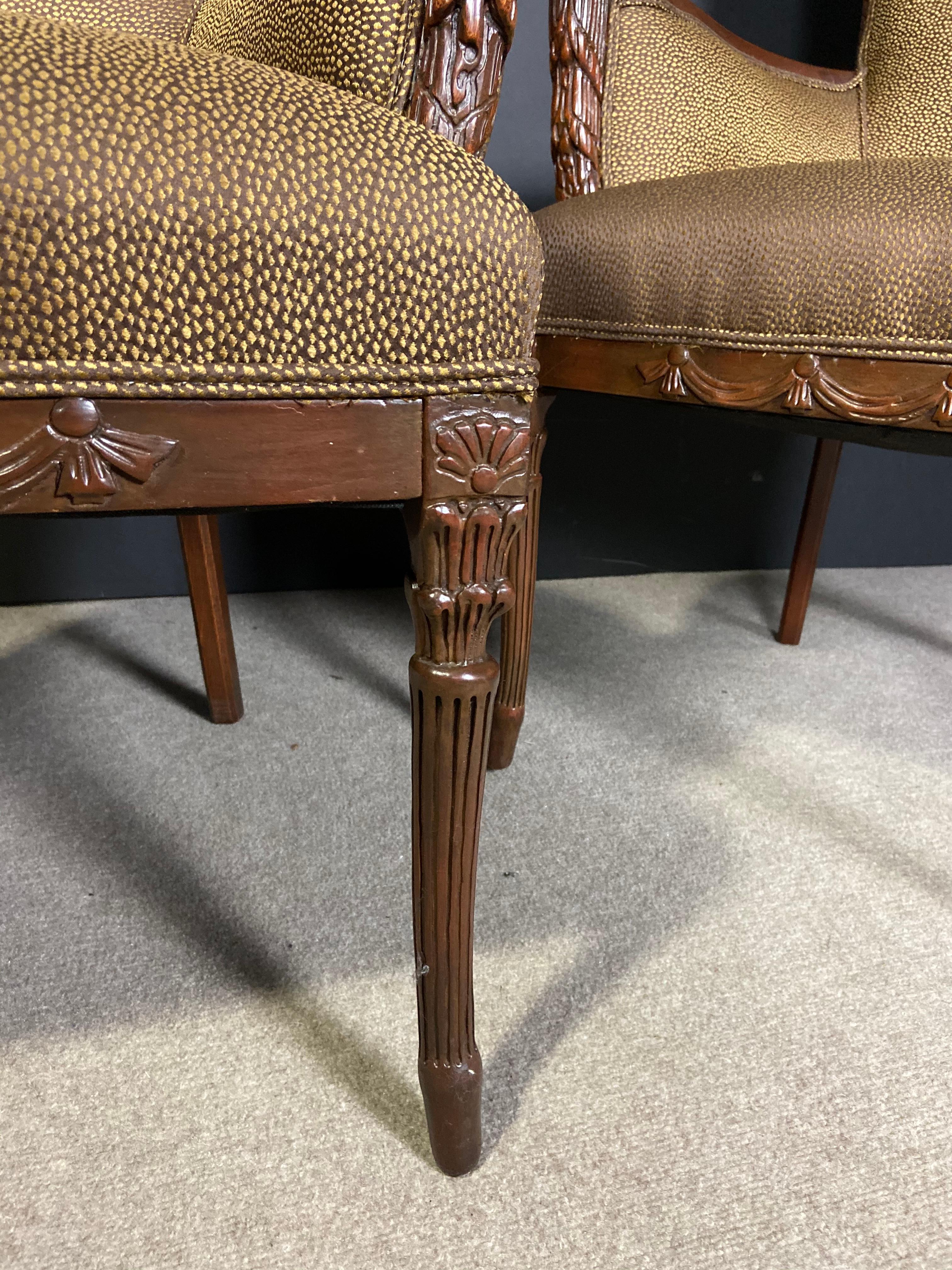20th Century Pair of Carved Hollywood Regency Armchairs For Sale