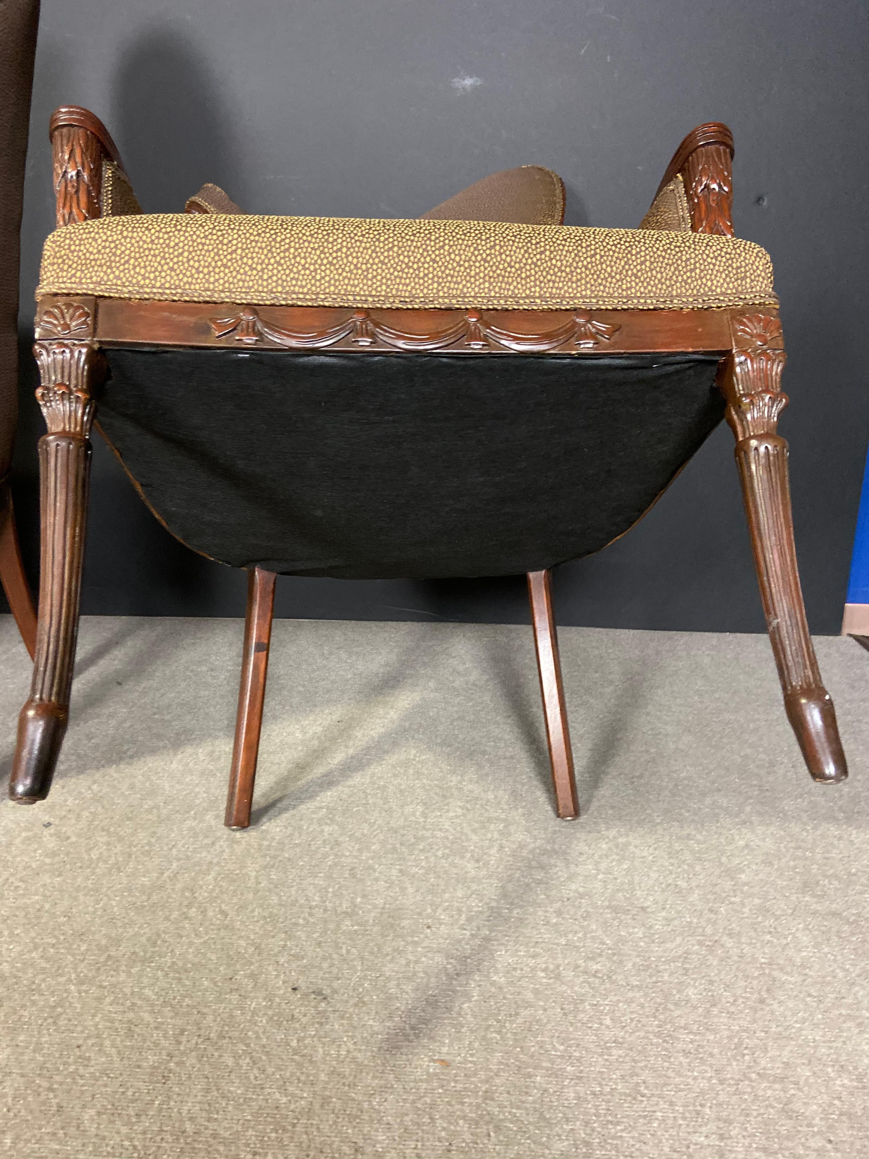 Pair of Carved Hollywood Regency Armchairs For Sale 1