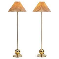 Pair of AB Stilarmatur Tranås Brass Floor Lamps with Sphere Base, Sweden 1960s