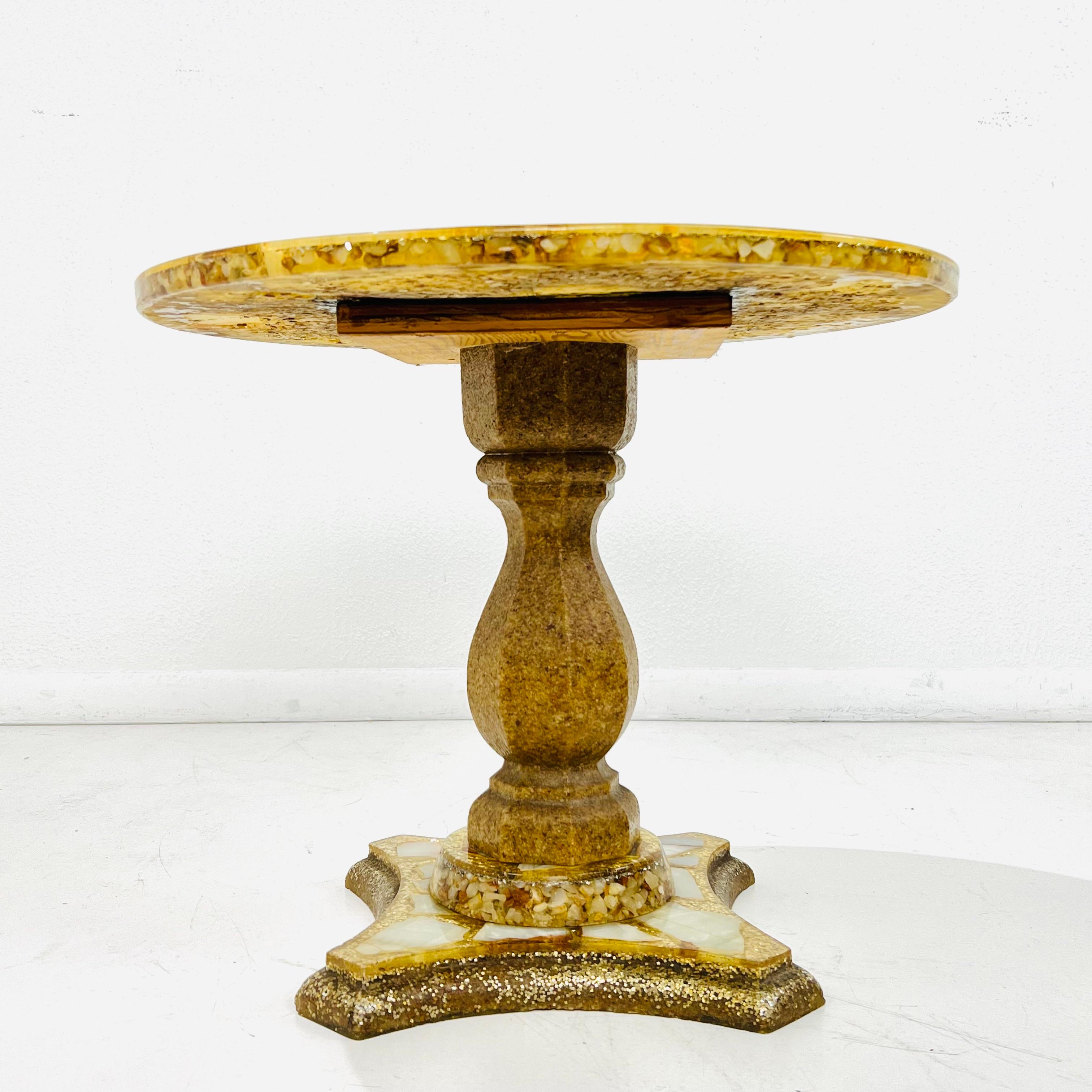Pair of Abalone, Onyx, and Gold Leaf Side Tables by Arturo Pani 4