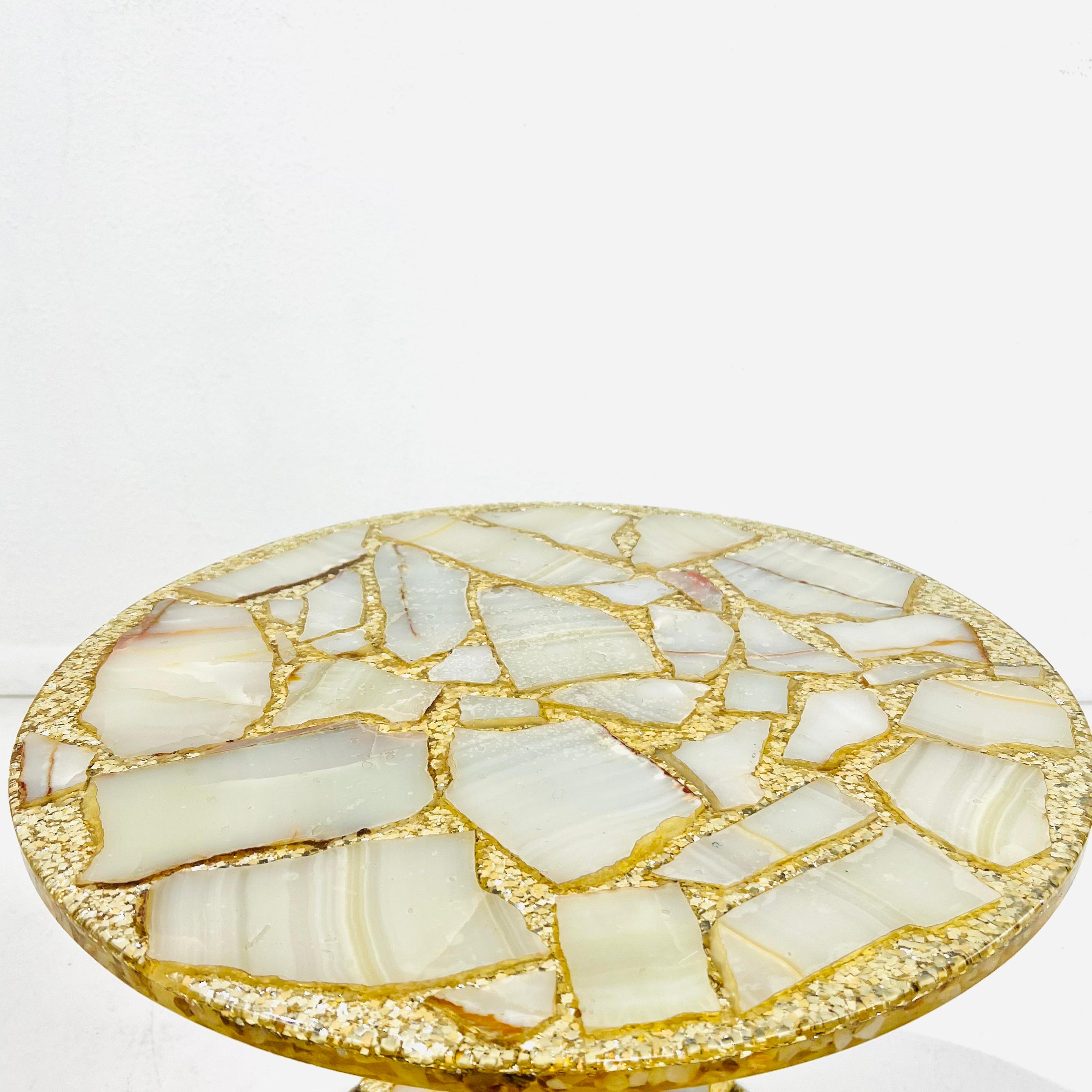 Pair of Abalone, Onyx, and Gold Leaf Side Tables by Arturo Pani 6